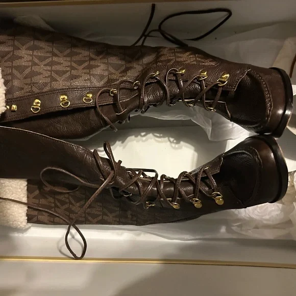 Michael Kors Brown Lace-Up Boots - Picture 4 of 12